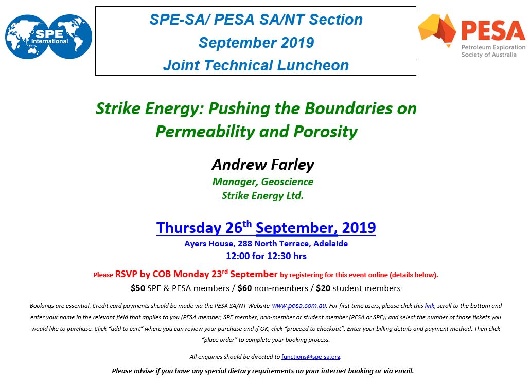 Joint SPE PESA Technical Luncheon September 2019