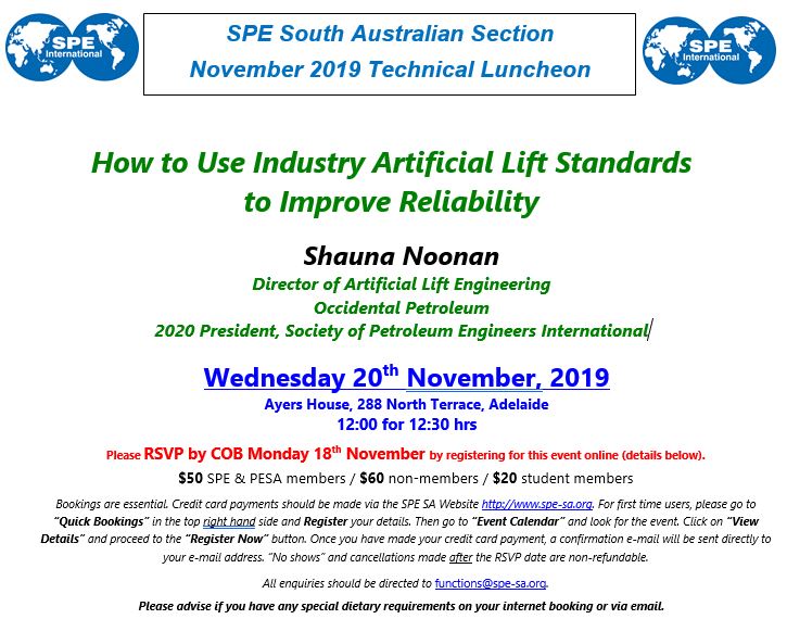 November 2019 SPE Technical Luncheon Invitation