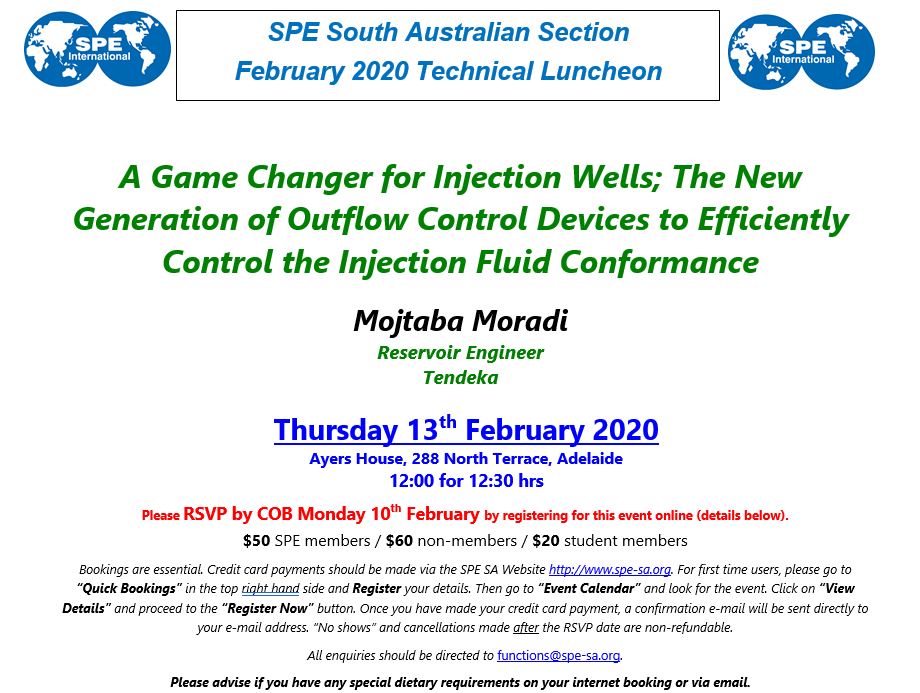 February 2020 SPE SA Technical Luncheon invitation February 2020 SPE SA Technical Luncheon invitation