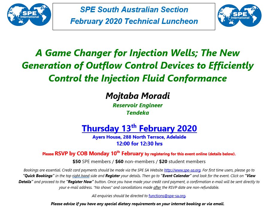 February 2020 SPE SA Technical Luncheon invitation