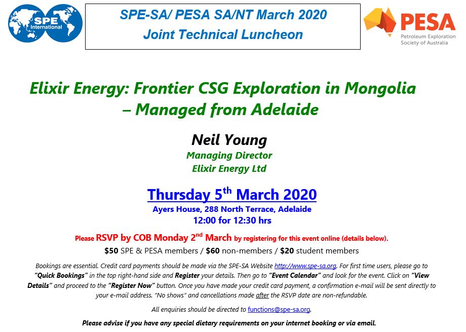 March 2020 Joint SPE SA PESA SA NT Technical Lunchon invitation March 2020 Joint SPE SA PESA SA NT Technical Lunchon invitation