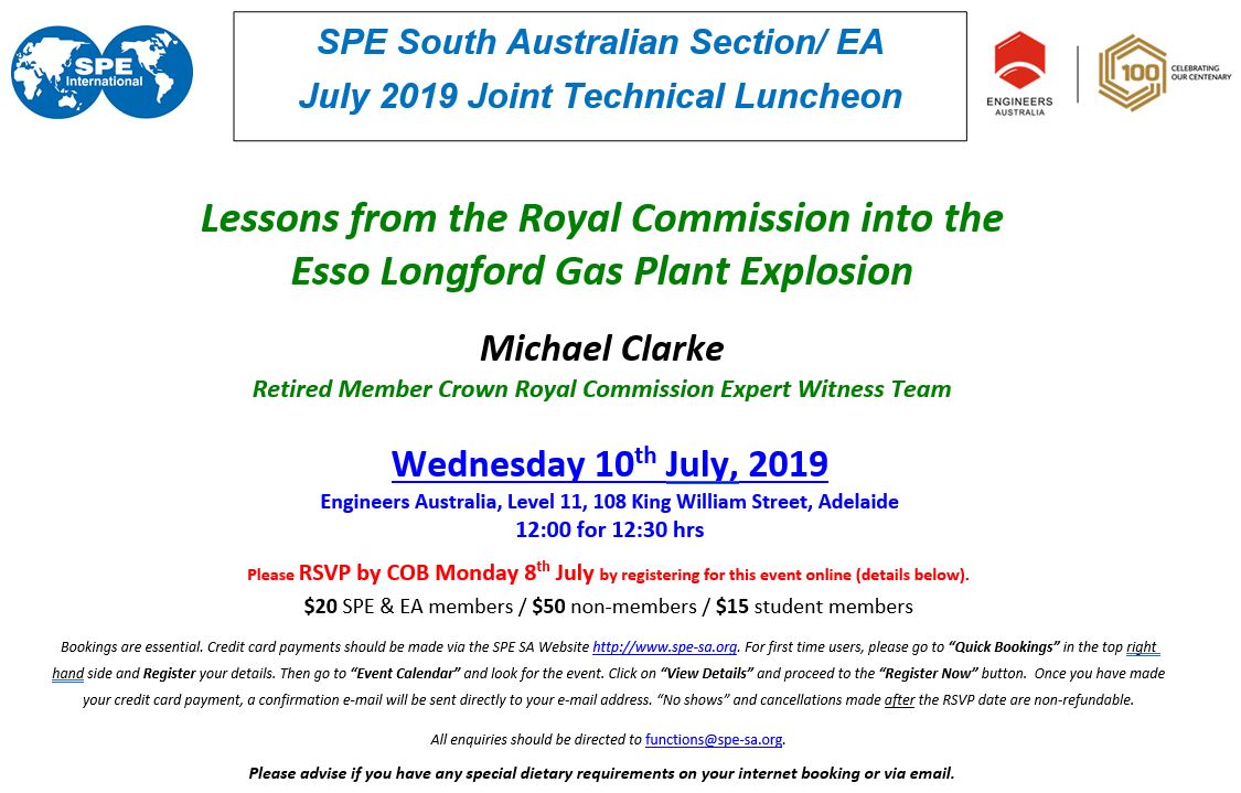 July 2019 SPE EA Technical Luncheon Invitation