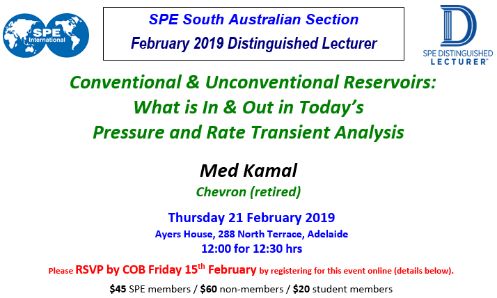 SPE SA February 2019 Technical Luncheon with Distinguished Lecturer Med Kamal SPE SA February 2019 Technical Luncheon with Distinguished Lecturer Med Kamal